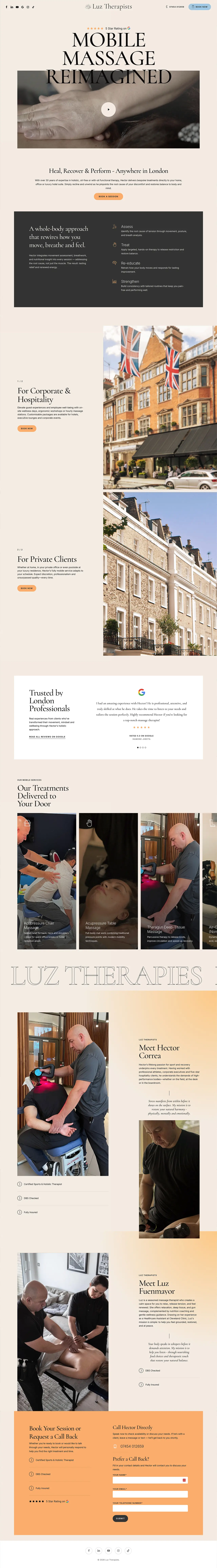 Screenshot of the Luz Therapists website homepage